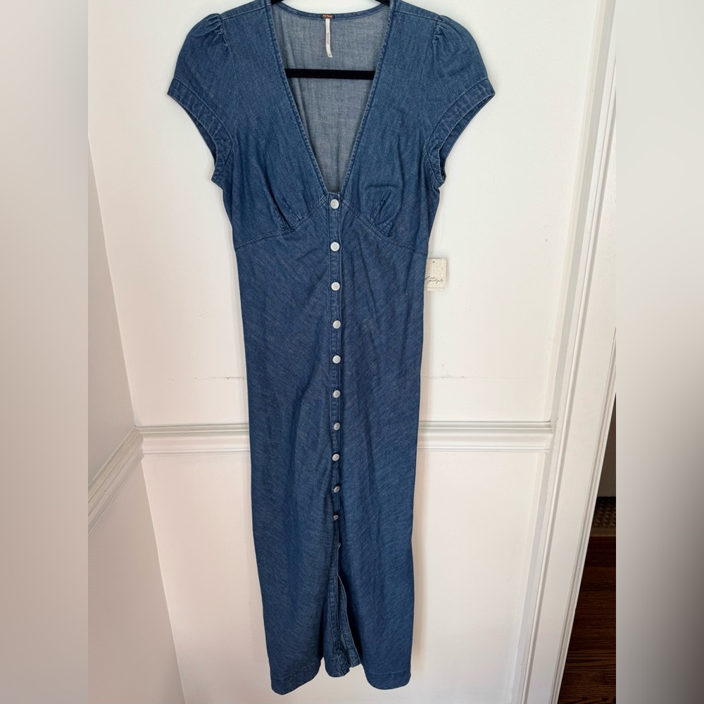 NWT Free People Jean Buttoned Maxi Sundress